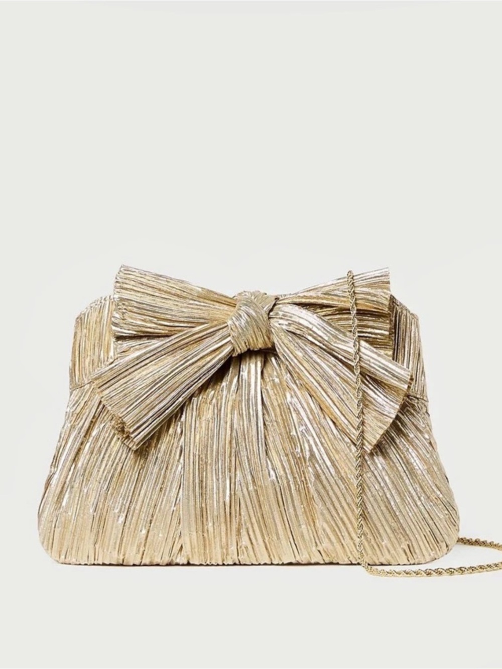 Loeffler Randall Rayne Gold Bow Clutch